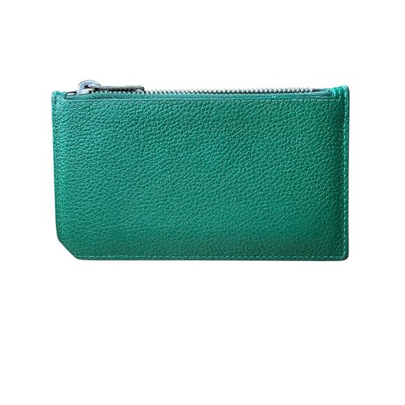 951. Yves Saint Laurent Green Zippy Card Wallet - Picture 2 of 4